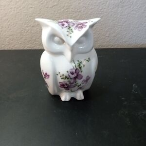 EXQUISITE Hammersley Bone China VIOLETS Owl Figurine Trinket Holder From England